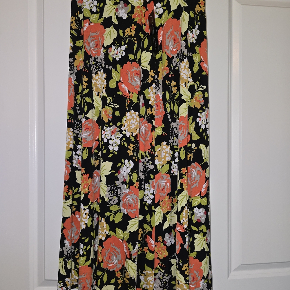 Black Label Vibrant Floral Midi Skirt